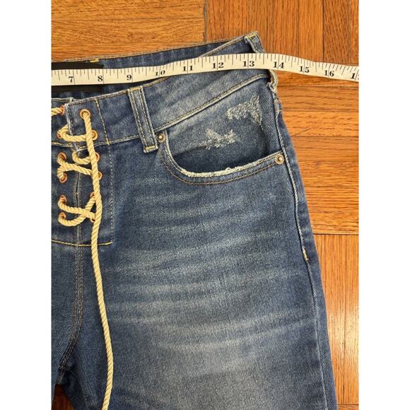 SER.O.YA Luca Lace Up Distressed Skinny Ankle Jeans in Cyprus Size 25 - Picture 8 of 16